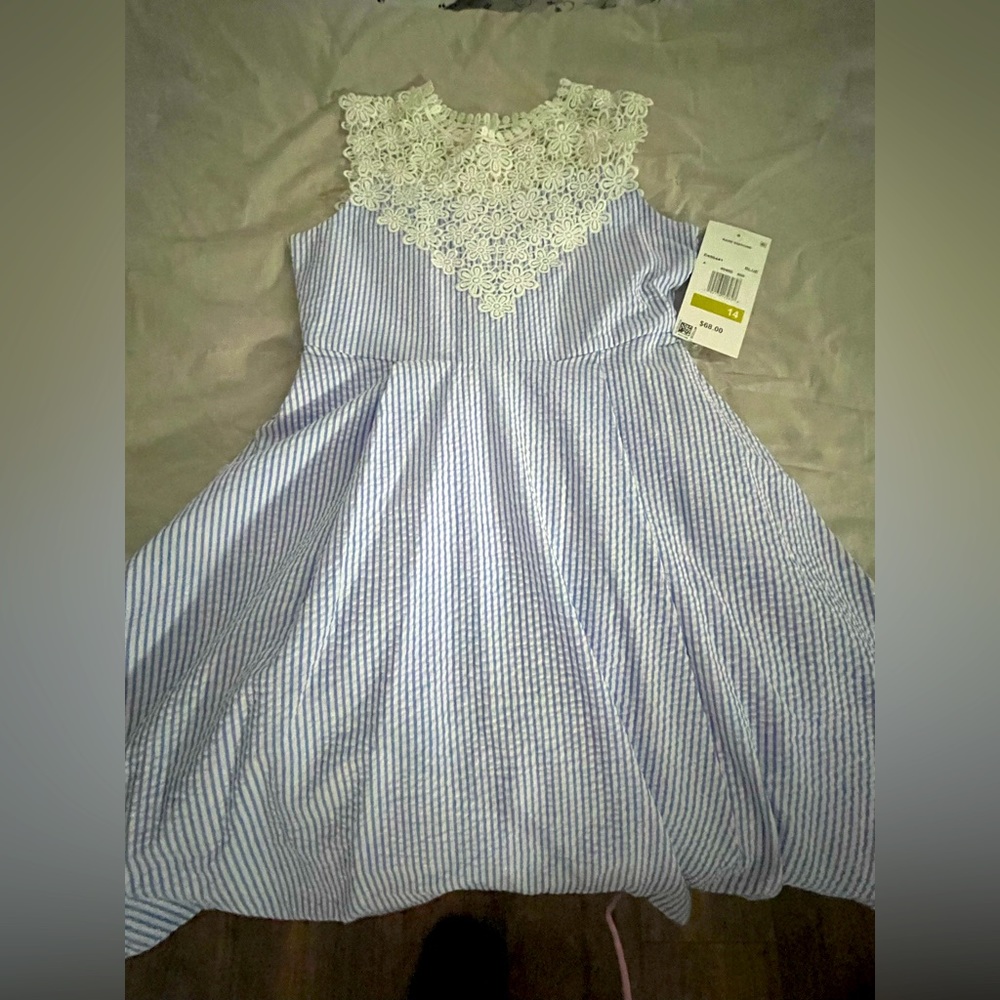 Macy's, size 14, Blue with white stripes.